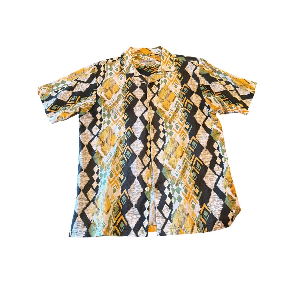 Stacy Adams Mens Geometric Print Short Sleeve Button Up Shirt XL